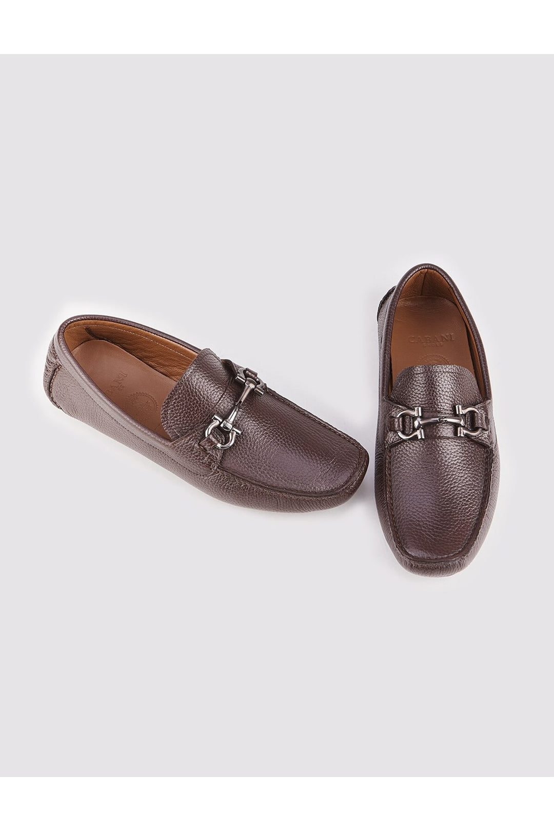 Cabani Shoes Chaussures Loafer pour hommes en cuir véritable marron avec accessoire en boucle en métal - Marron