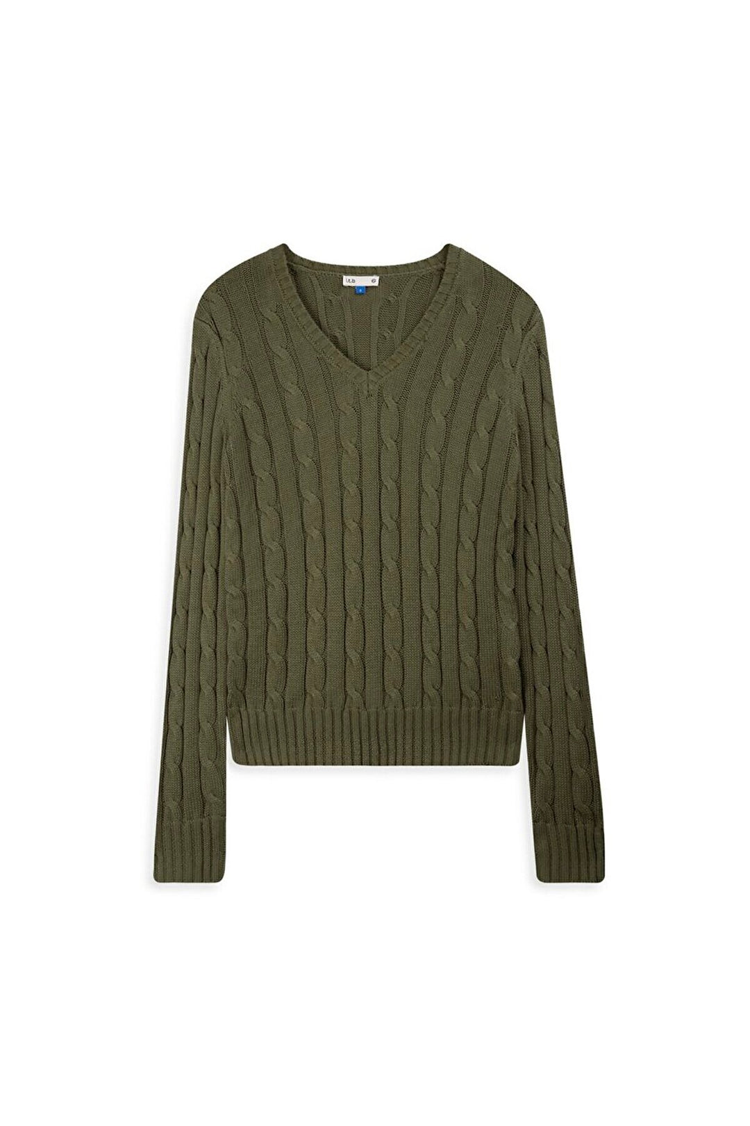 LTB Pull vert en maille à manches longues et col en V
