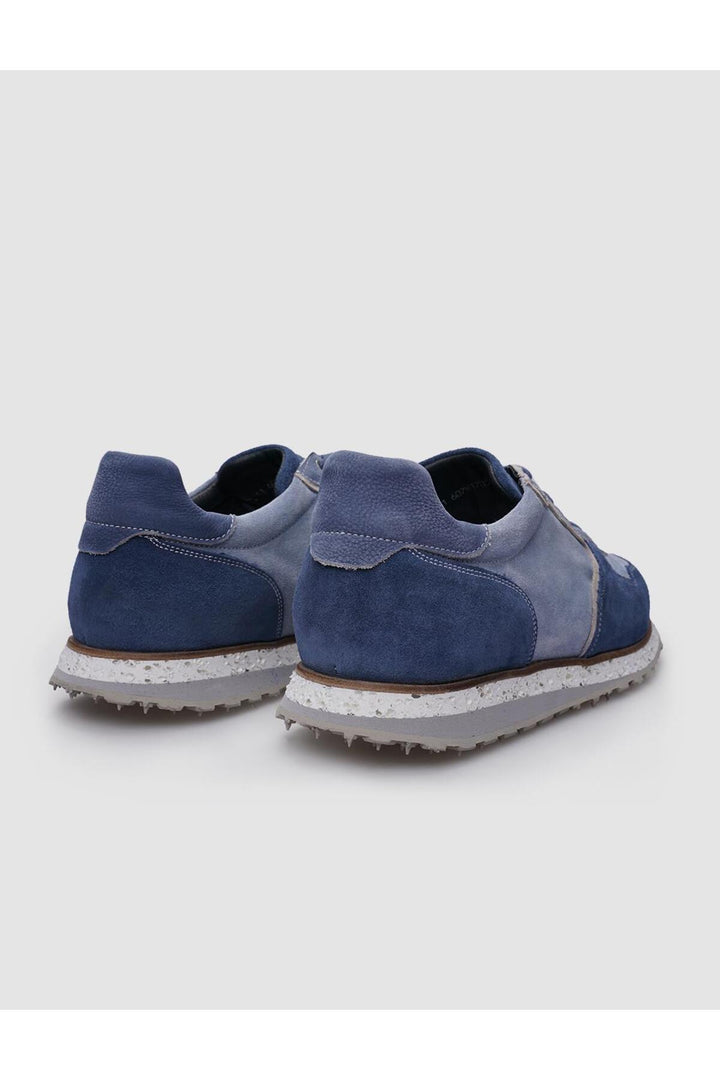 Cabani Shoes %100 Cuir véritable Baskets en suède bleu pour homme avec lacets - Bleu