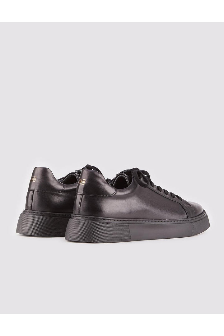 Cabani Shoes Baskets pour hommes en cuir véritable noir avec lacets et semelle en EVA - Noir