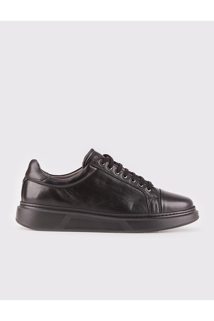 Cabani Shoes Chaussures de sport pour hommes en cuir véritable noir à lacets Eva Taban - Noir