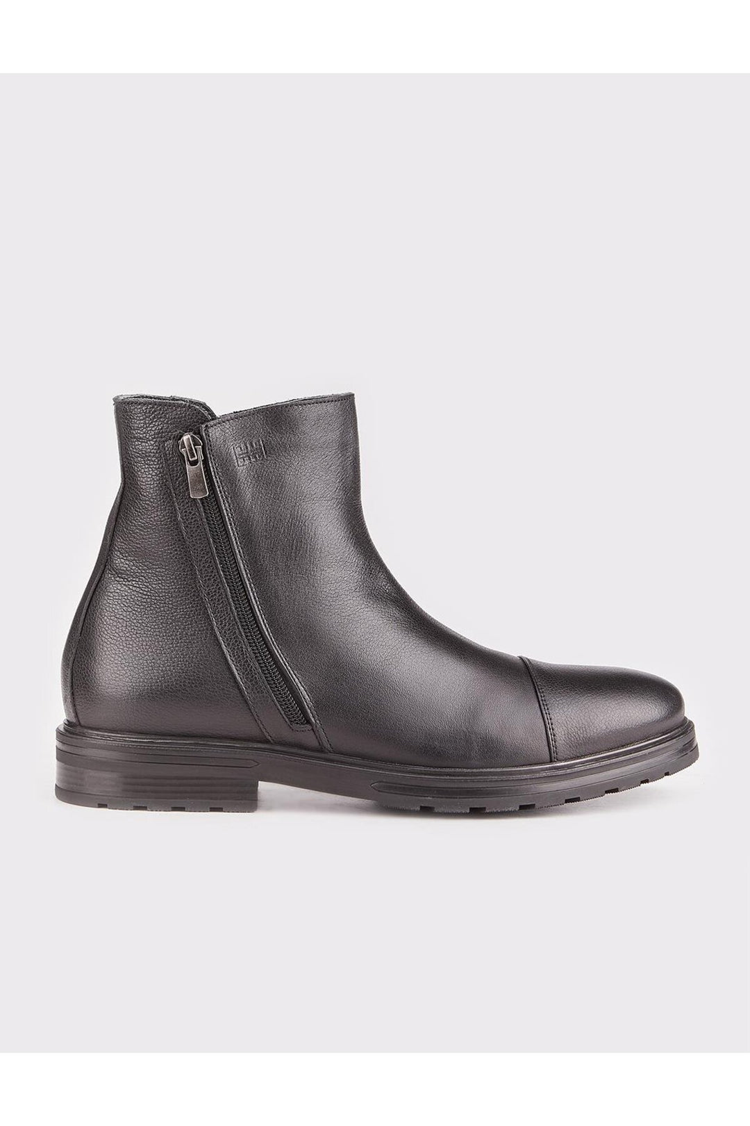 Cabani Shoes Bottines pour hommes en cuir véritable avec semelle en caoutchouc, noires et à fermeture éclair. - Multicolore