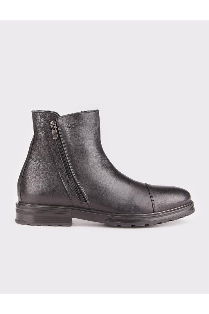 Cabani Shoes Bottines pour hommes en cuir véritable avec semelle en caoutchouc, noires et à fermeture éclair. - Multicolore