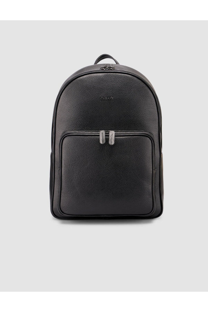Cabani Shoes Sac à dos pour homme en cuir véritable noir (avec poche avant, zippé) - Multicolore