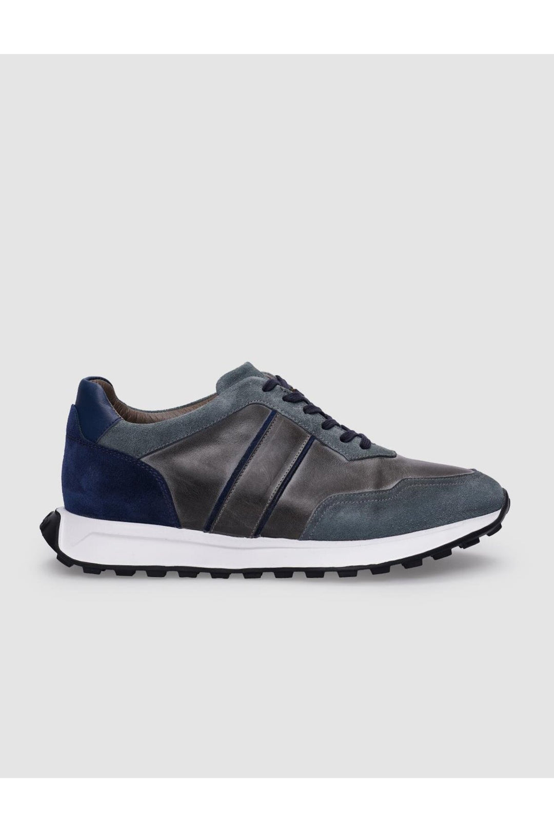 Cabani Shoes Baskets pour hommes en cuir véritable gris à lacets 100% - Gris