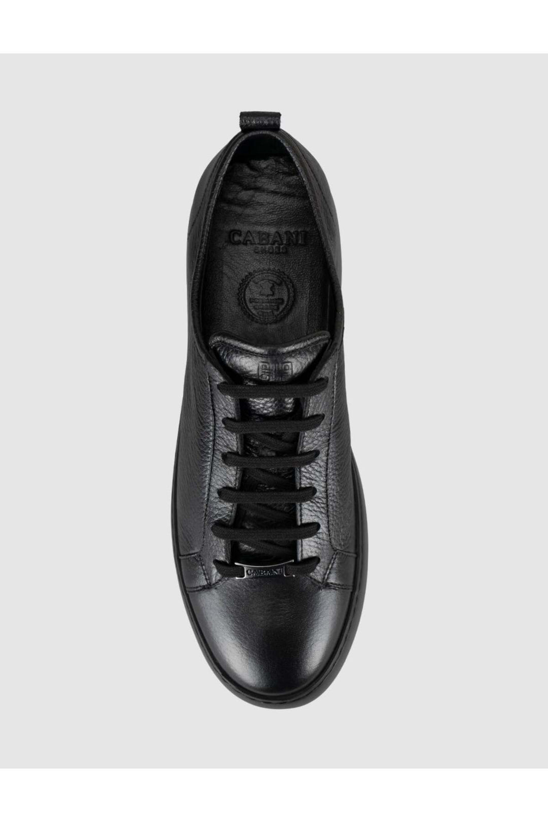 Cabani Shoes Baskets homme en cuir de veau véritable noir à lacets. - Multicolore