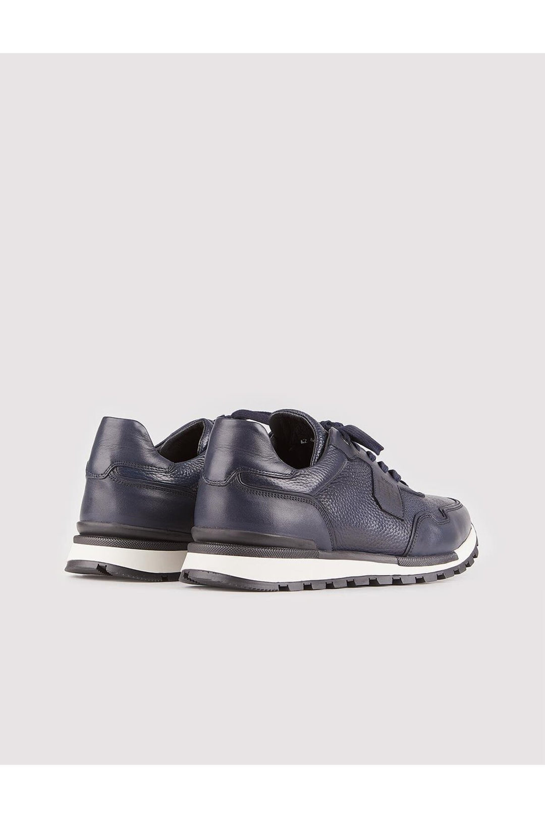 Cabani Shoes Chaussures de sport pour hommes en cuir véritable bleu marine à lacets - Bleu marine