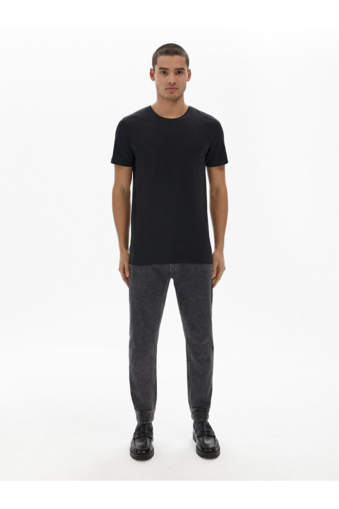 LTB T-shirt slim noir à manches courtes Zero Collar Pressure