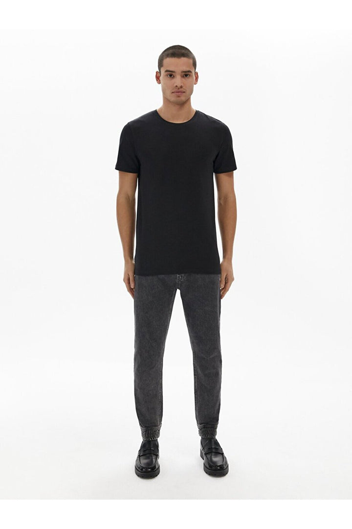 LTB T-shirt slim noir à manches courtes Zero Collar Pressure