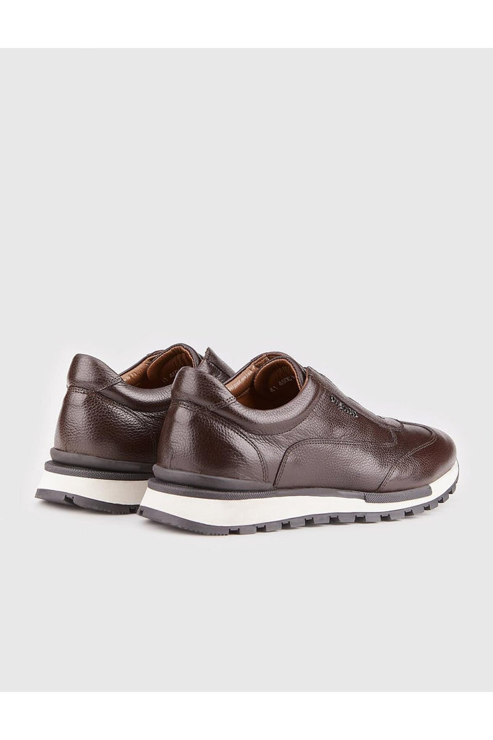 Cabani Shoes Baskets sportives en cuir véritable marron pour homme - Marron