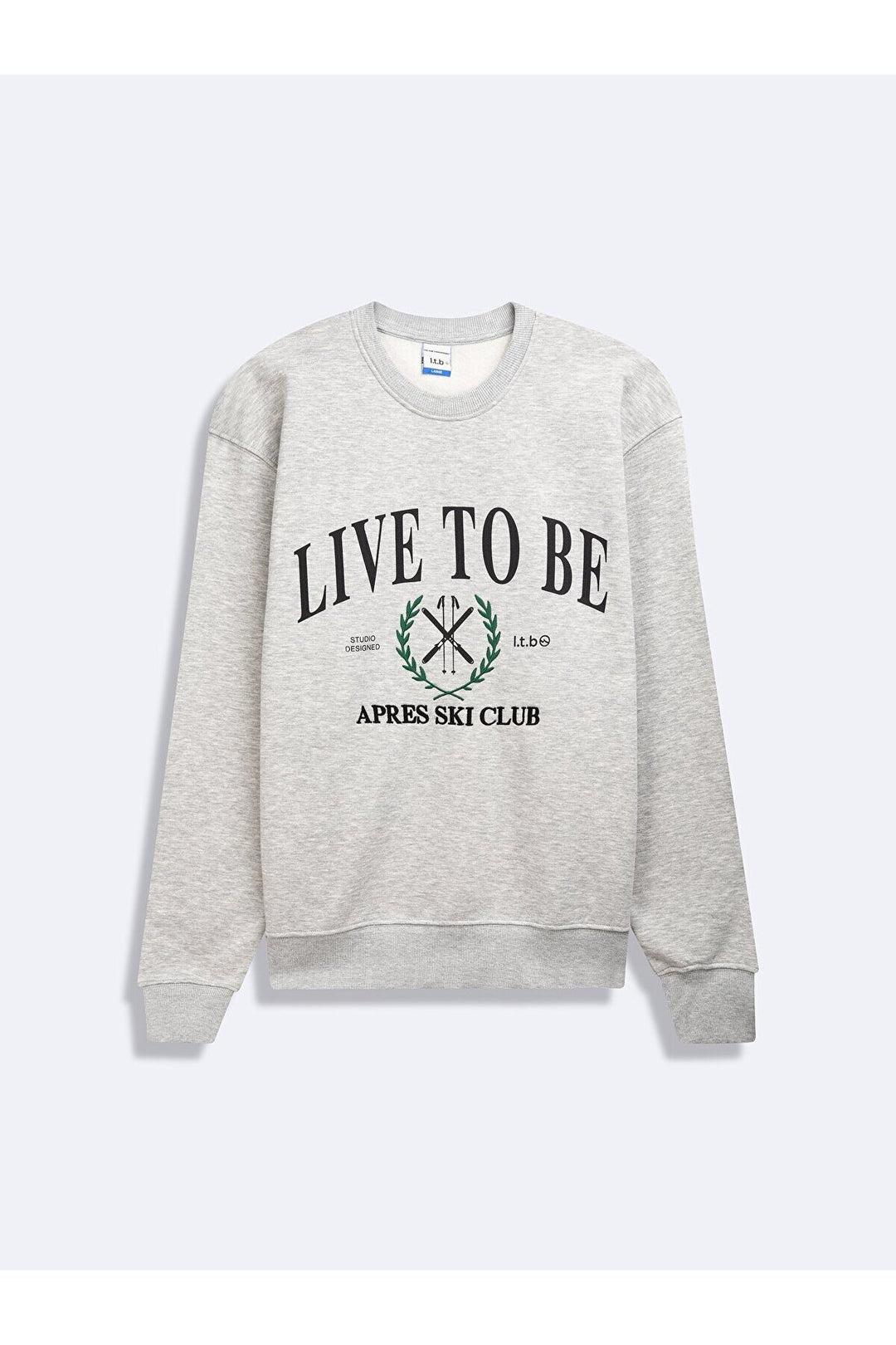 LTB Sweatshirt gris à col rond et slogan à manches longues - Griṡ_230