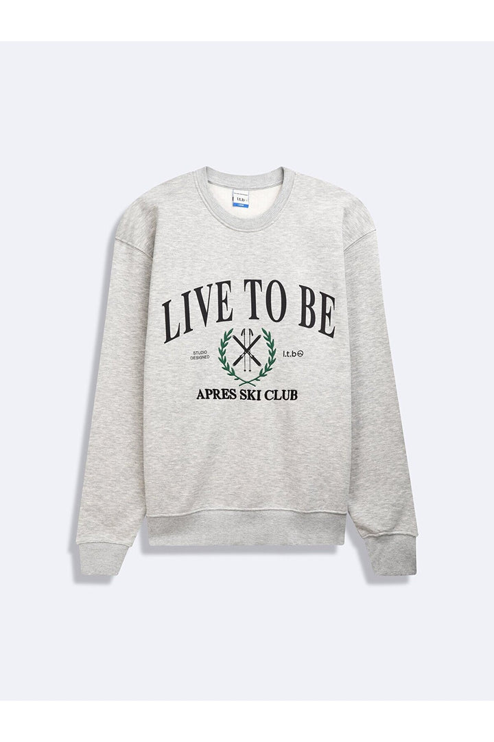 LTB Sweatshirt gris à col rond et slogan à manches longues - Griṡ_230