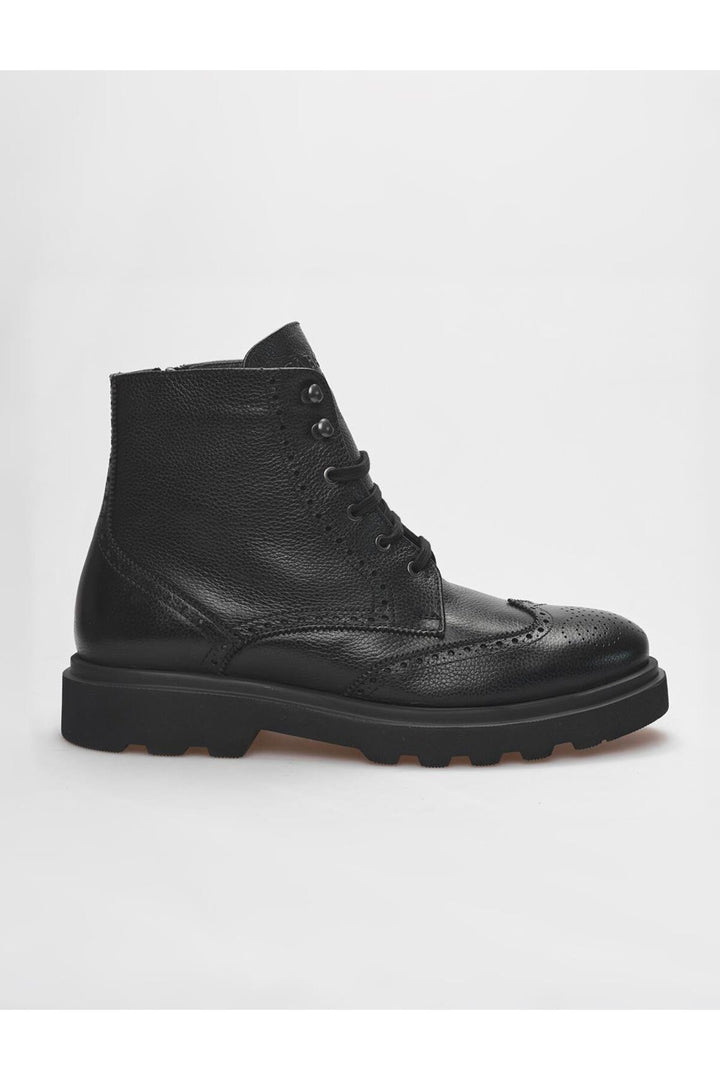 Cabani Shoes Bottines pour hommes en cuir véritable noires à lacets et fermeture éclair - Multicolore