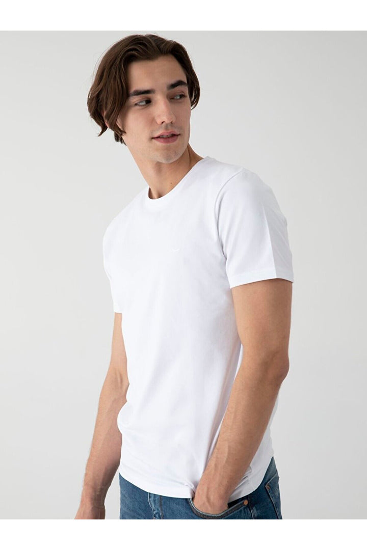 LTB T-shirt blanc slim à manches courtes Zero Collar Pressure