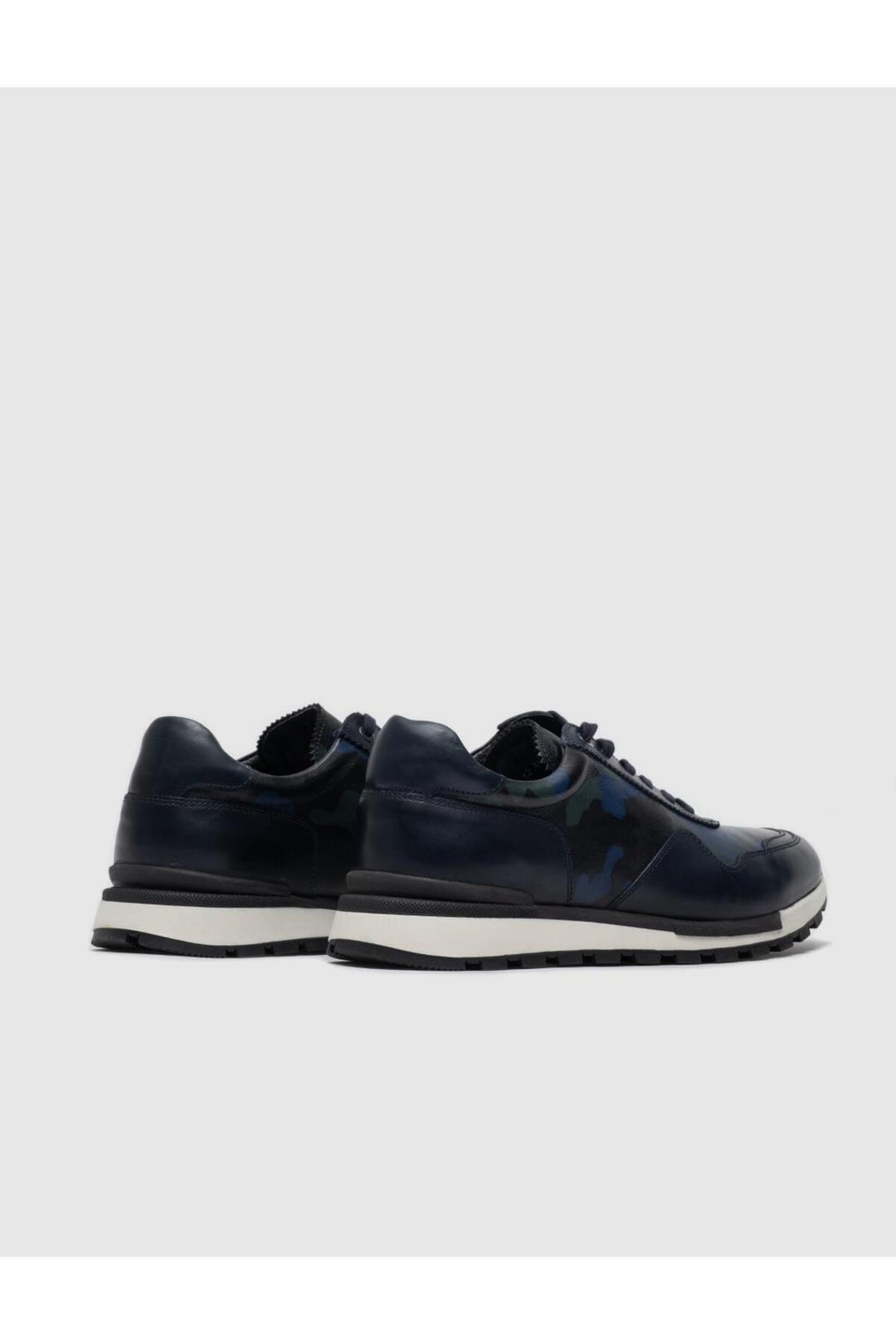 Cabani Shoes Chaussures de sport pour hommes en cuir véritable bleu marine à lacets - Bleu marine