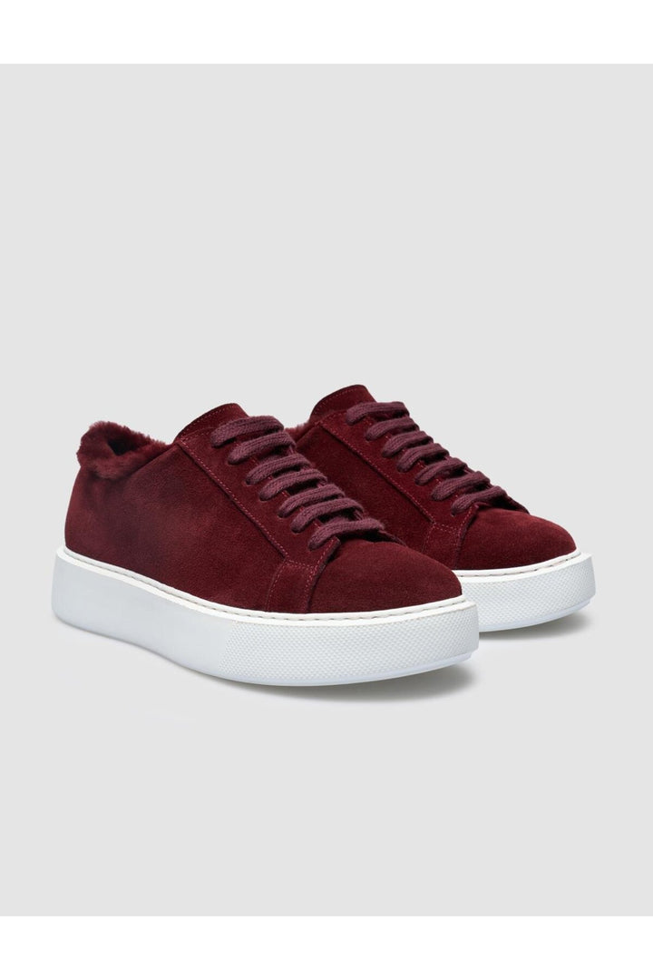Cabani Shoes %100 Cuir véritable Botte en suède bordeaux avec fourrure pour femme - Bordeaux
