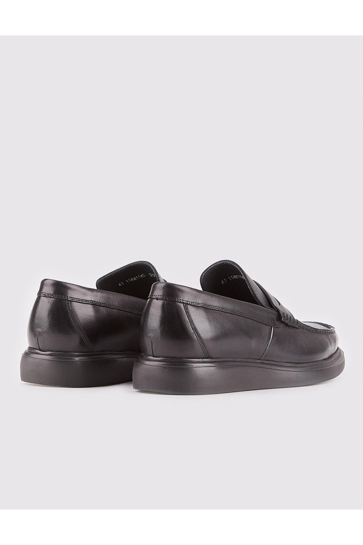 Cabani Shoes Chaussures Loafer pour hommes en cuir véritable avec ceinture noire. - Noir