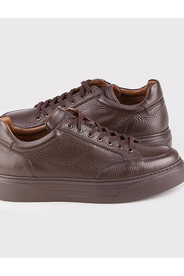 Cabani Shoes Chaussures de sport pour hommes en cuir véritable marron à lacets sur mesure - Marron