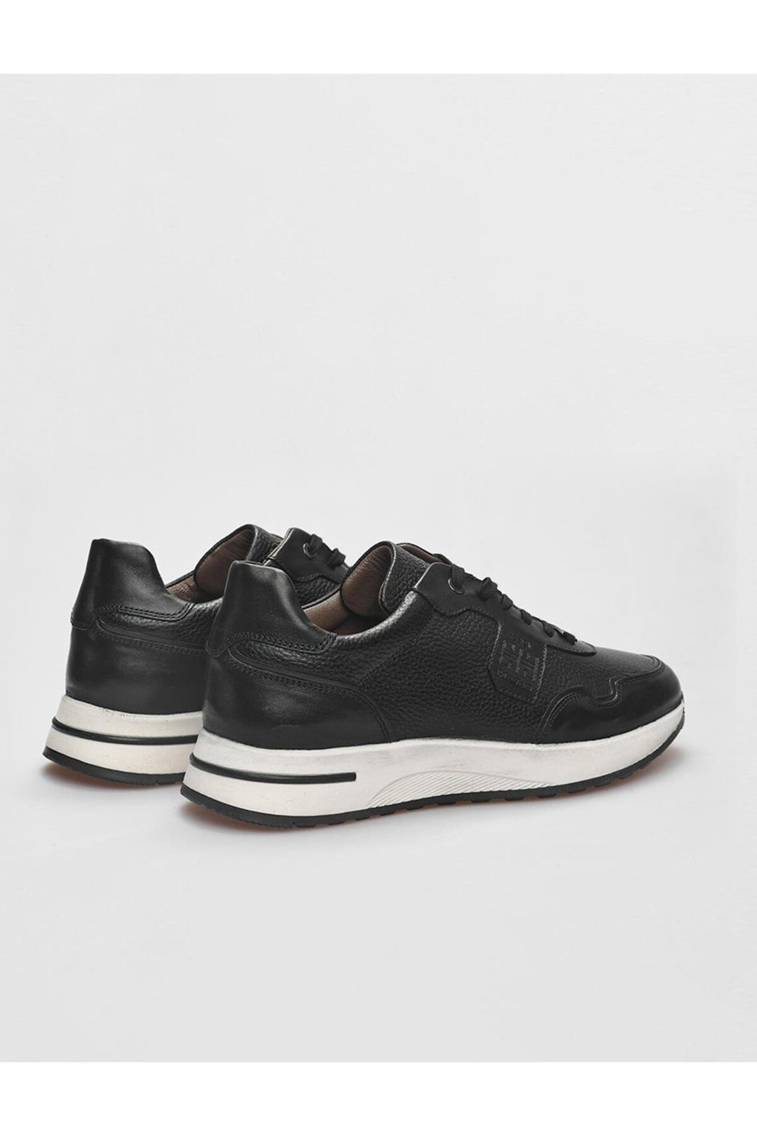 Cabani Shoes Chaussures de sport pour hommes en cuir véritable noires à lacets - Noir