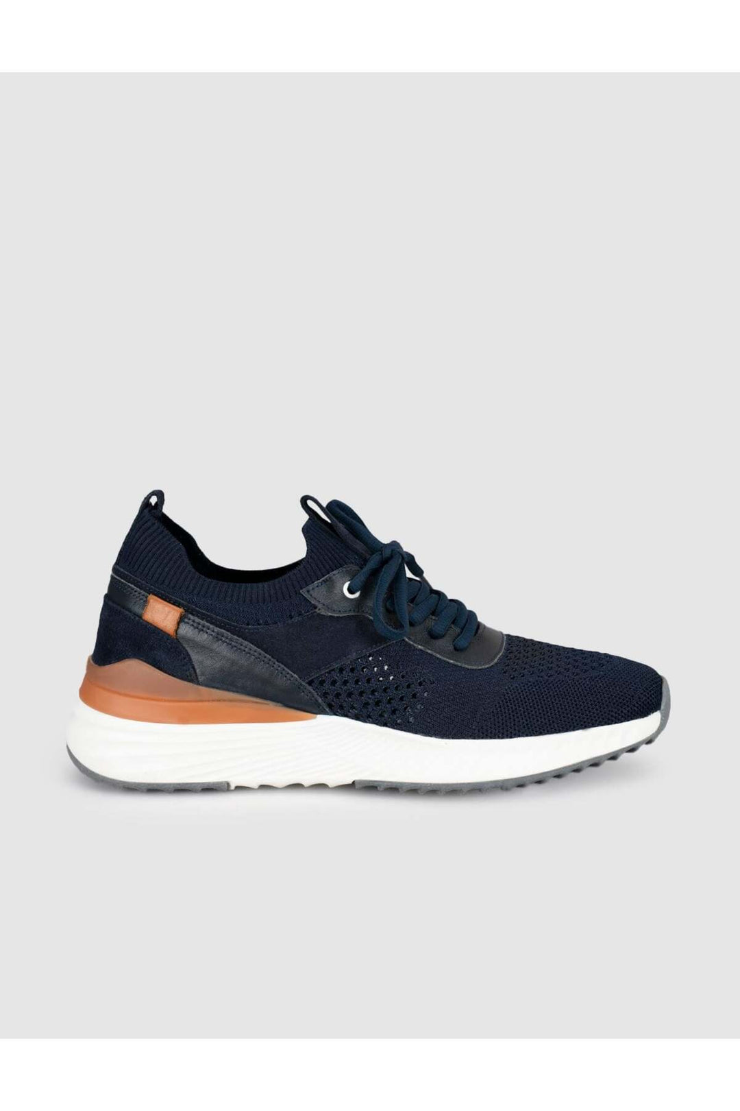 Cabani Shoes Bleu marine Tricot Cuir Véritable Baskets Homme - Bleu marine