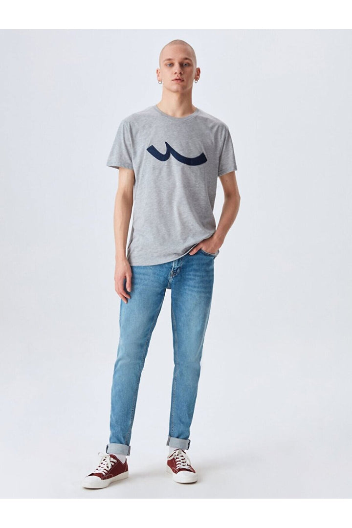 LTB T-shirt gris avec logo ras du cou
