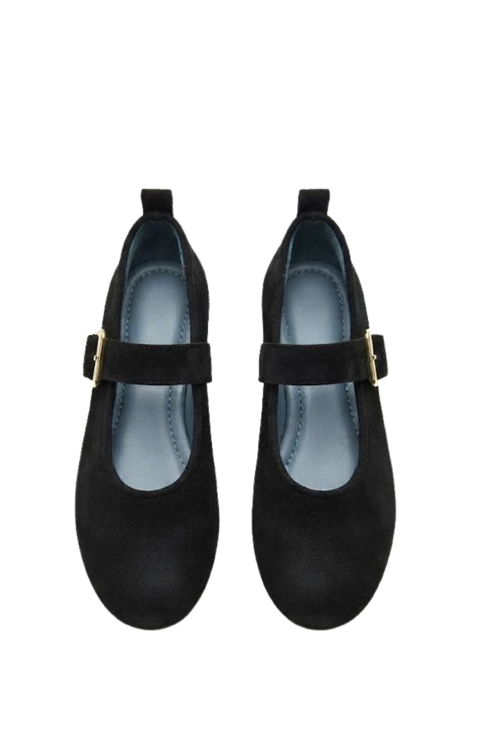 Wavelys NOREL Ballerines en cuir suédé véritable noires - Noir