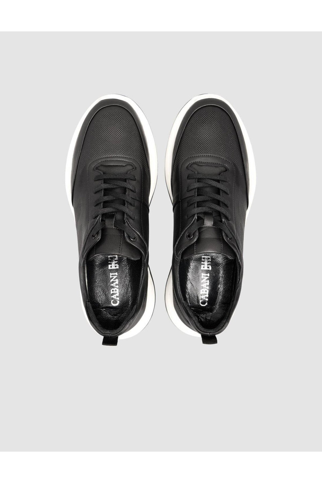 Cabani Shoes Chaussures de sport pour hommes en cuir véritable noires saisonnières - Noir