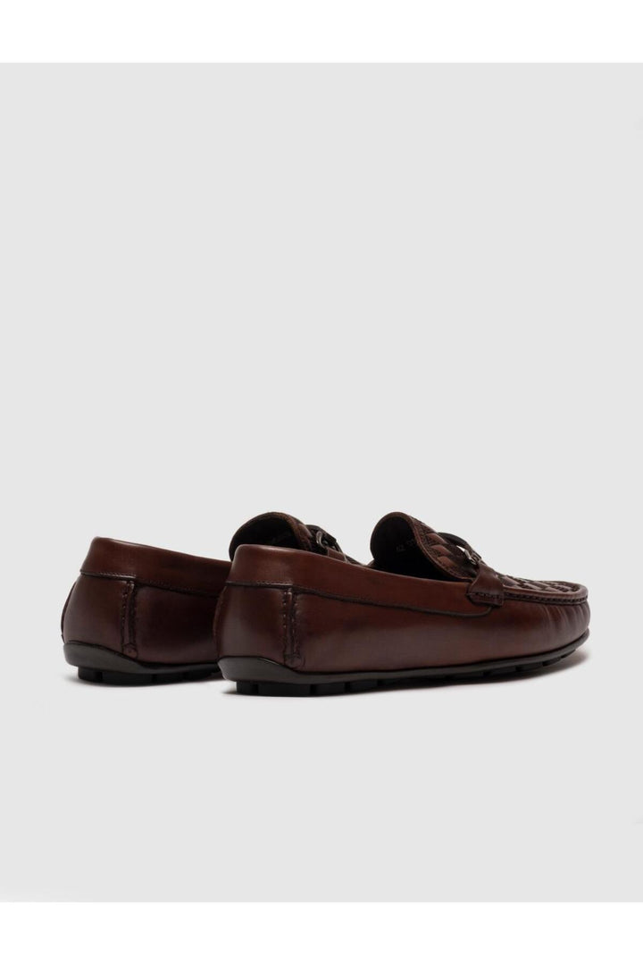 Cabani Shoes Chaussures Loafer pour Homme en Cuir Véritable Marron avec Ceinture - Marron