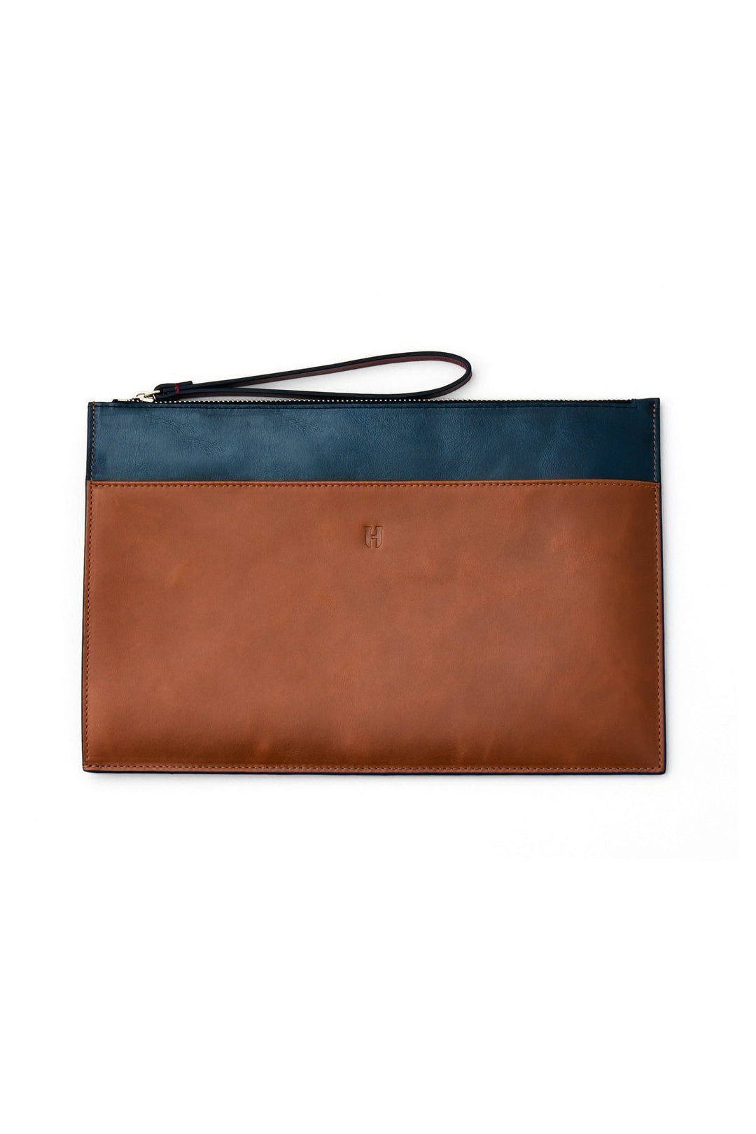 helmbrook Sac porte-documents Rfid à fermeture éclair en cuir fauve bleu marine avec poche pour femme de Beverly