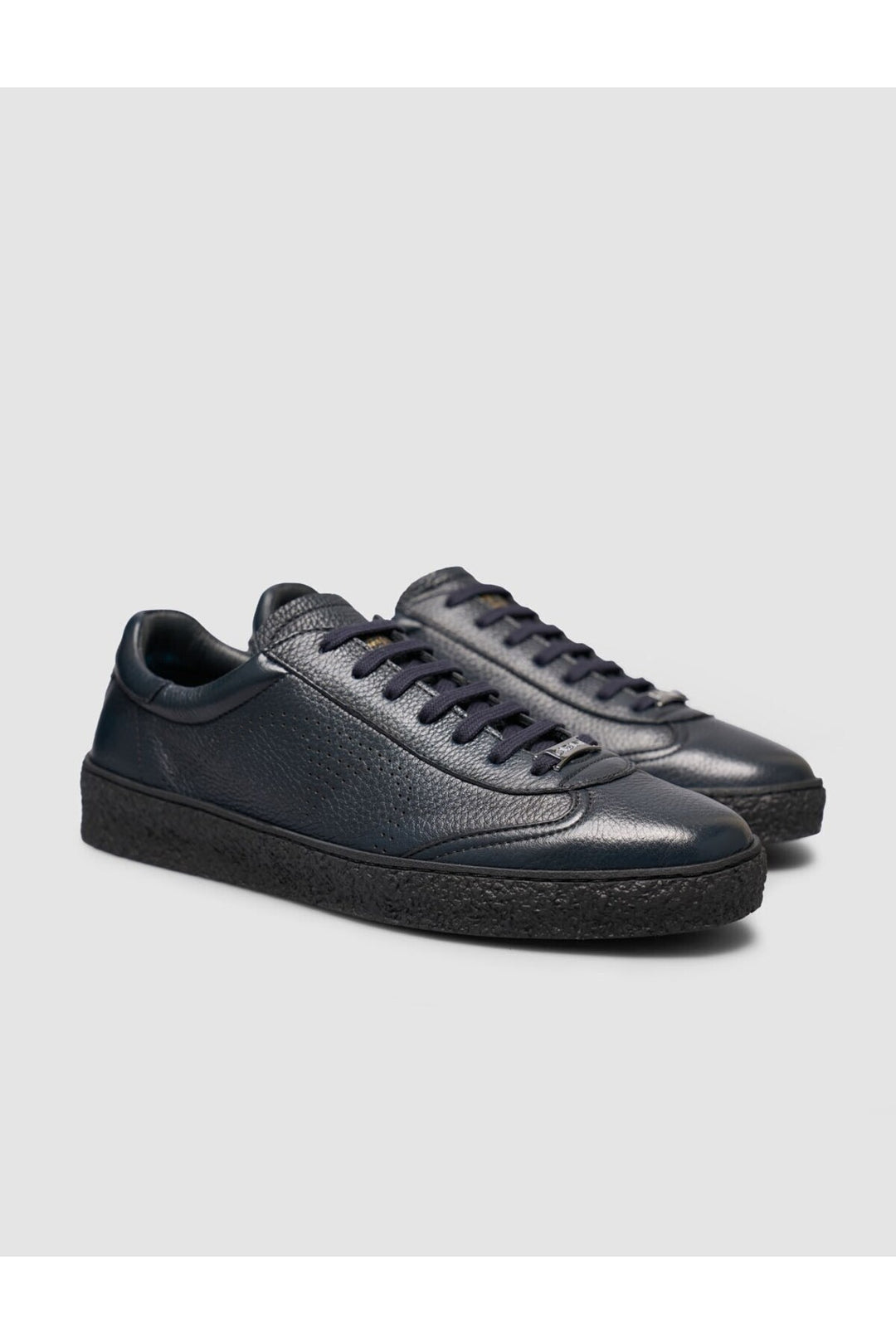 Cabani Shoes Chaussures de sport pour hommes en cuir véritable bleu marine à lacets avec semelle en caoutchouc. - Bleu marine