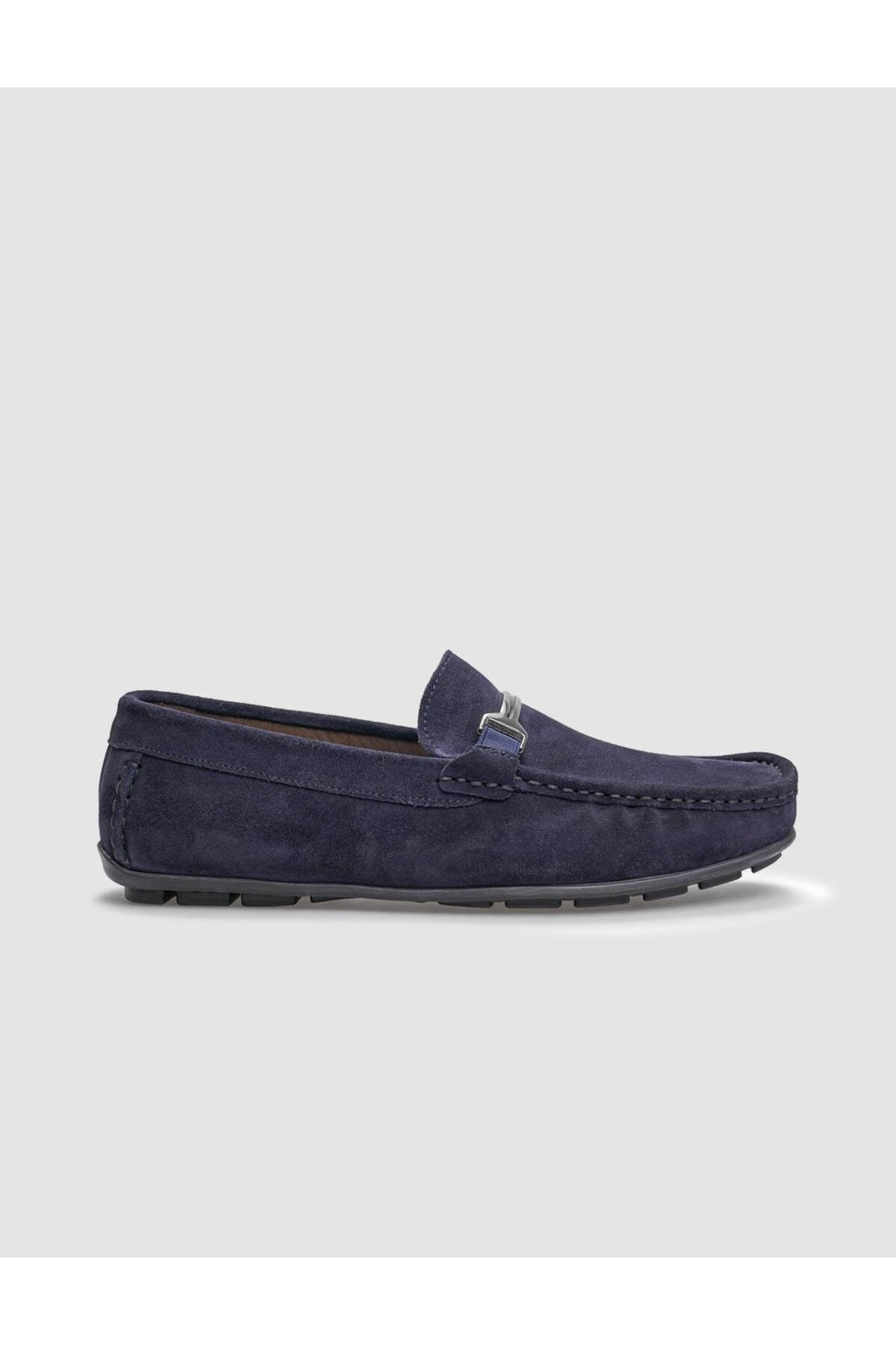 Cabani Shoes Mocassin pour homme en cuir véritable en suède bleu marine avec boucle. - Bleu marine