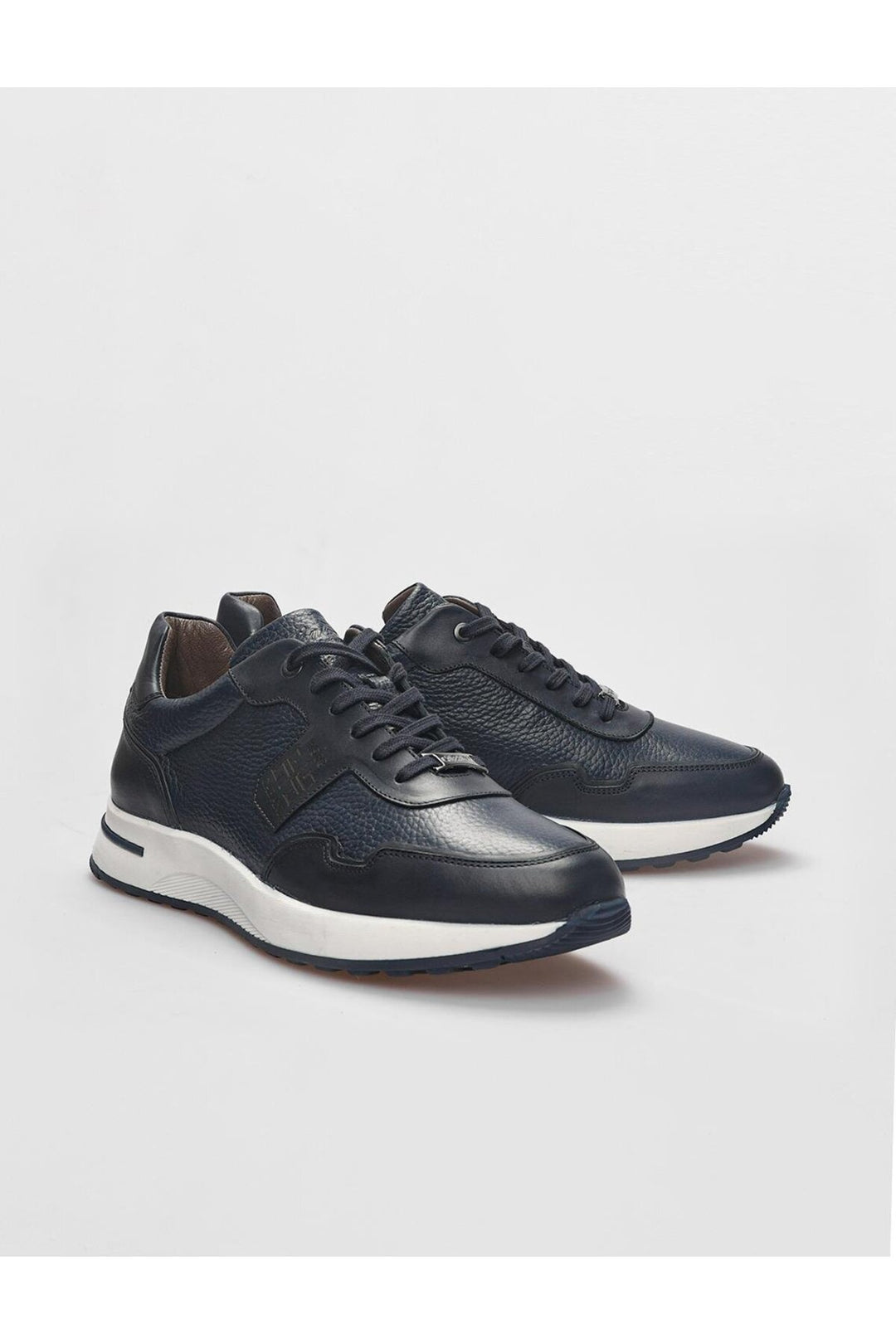 Cabani Shoes Chaussures de sport pour hommes en cuir véritable bleu marine à lacets - Bleu marine