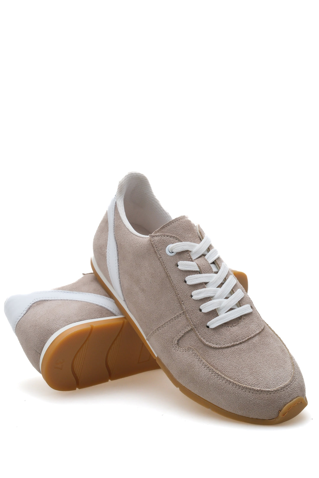 Wavelys ALESSIA Baskets en suède beige pour femmes chaussures de ville - Beige