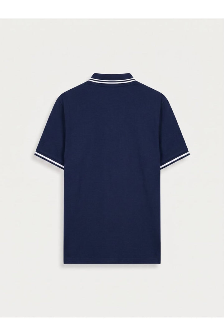 LTB T-shirt en piqué bleu marine à détails de manches contrastés - Bleu marine