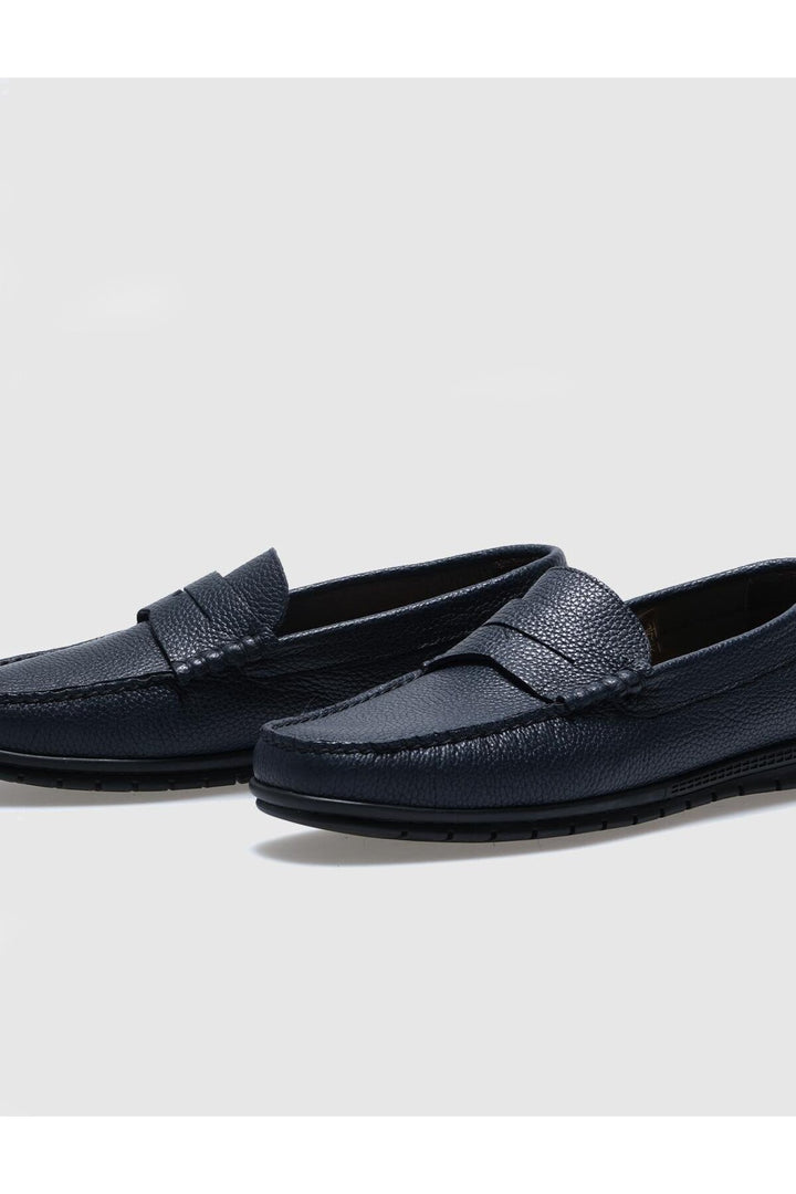 Cabani Shoes Chaussures de ville pour hommes en cuir véritable avec ceinture bleu marine. - Bleu marine