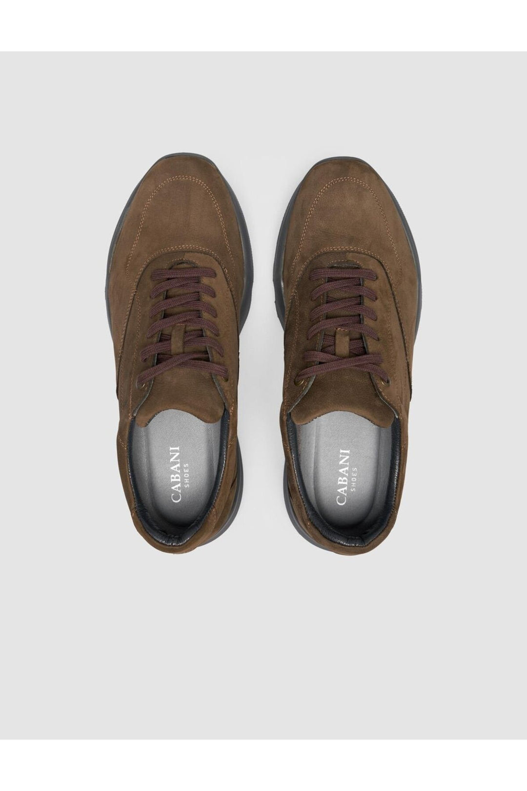 Cabani Shoes %100 Cuir véritable Chaussures de sport pour hommes en suède kaki à lacets - Kaki