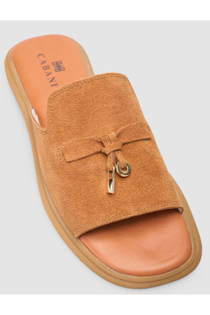 Cabani Shoes %100 Cuir véritable Sandales en suède pour femmes couleur tabac - Tabac