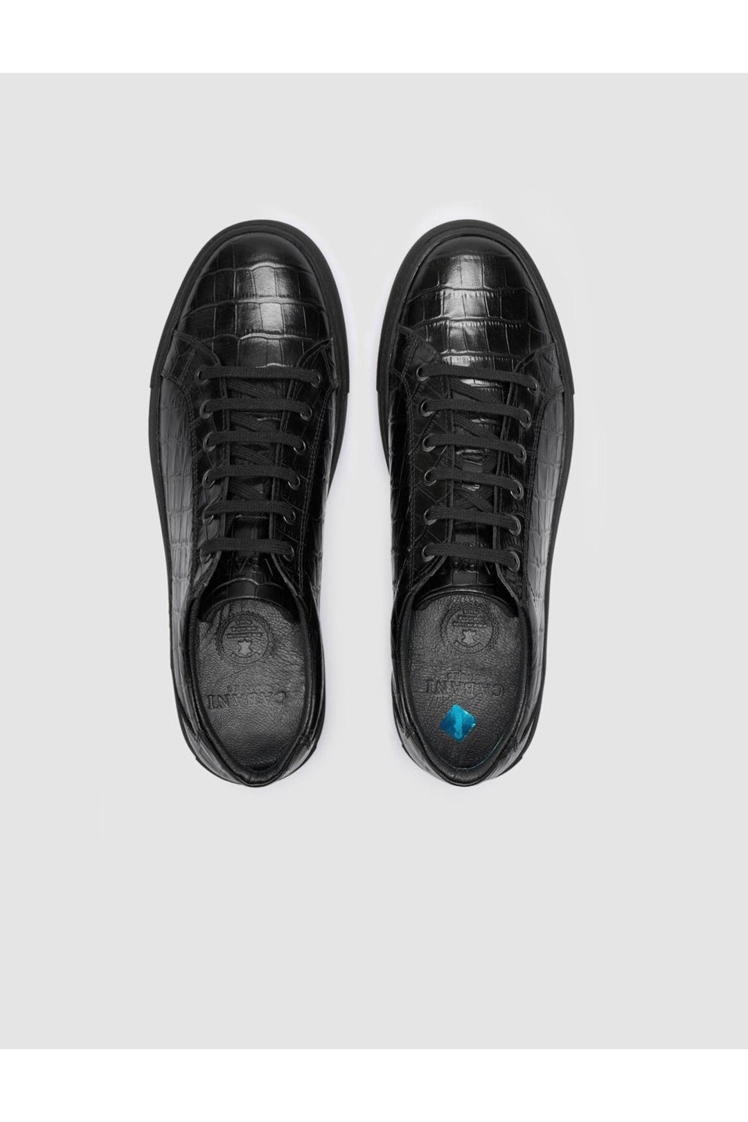 Cabani Shoes %100 Cuir véritable Noir Croco Chaussures de sport pour hommes - Noir