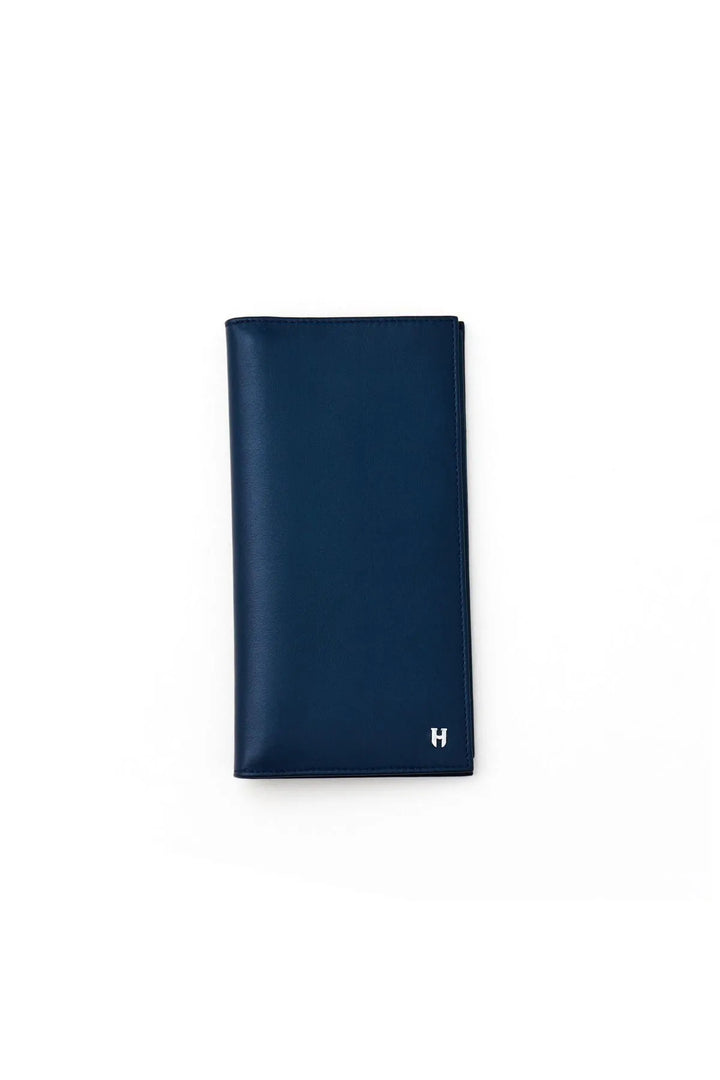 Helmbrook Portefeuille de voyage Tripp en cuir véritable Marine Bleu Homme Design personnalisé Multi-Baie Rfid Protégé