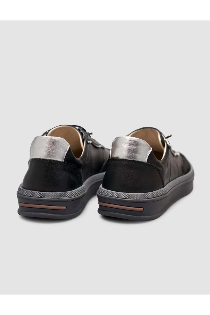 Cabani Shoes Baskets femme en cuir de veau véritable avec détails en suède noir - Multicolore
