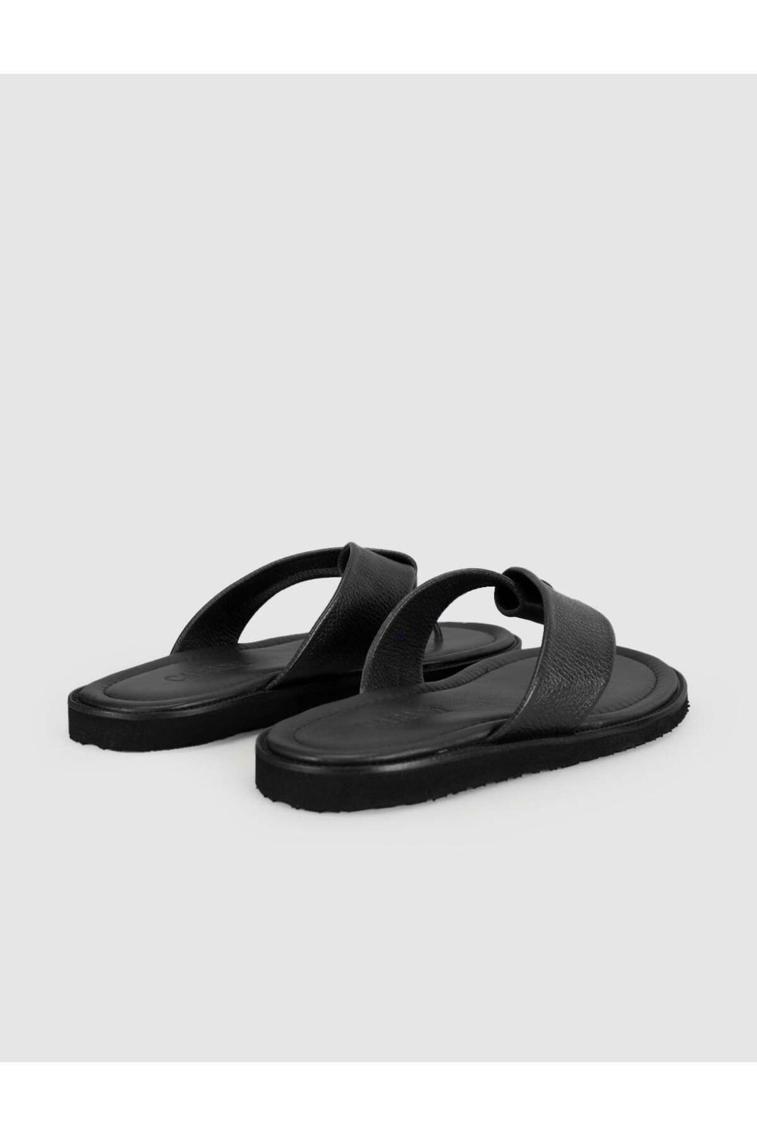 Cabani Shoes Sandales en cuir véritable noires pour hommes à entre-doigts - Noir