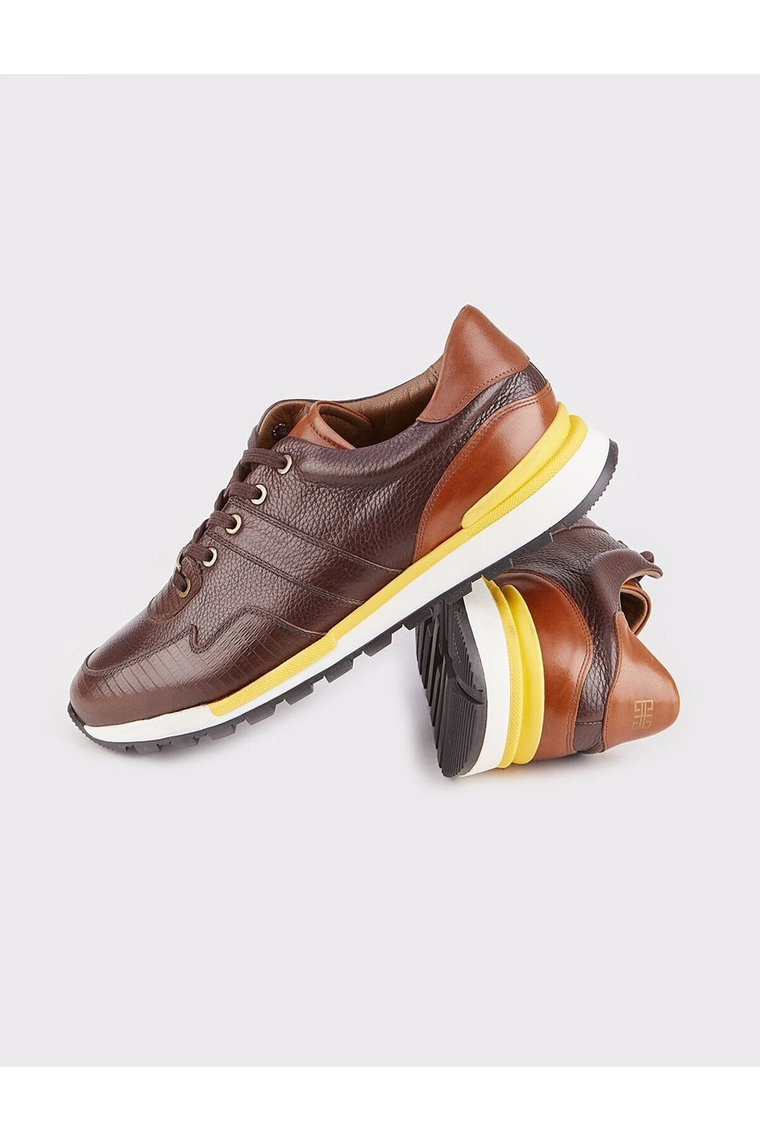 Cabani Shoes Chaussures de ville pour hommes en cuir véritable marron à lacets - Marron