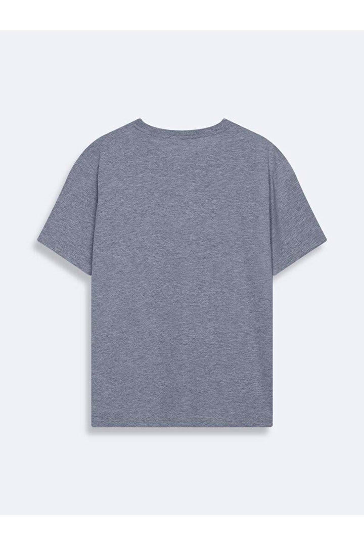 LTB Jamabe - T-shirt gris à col zéro pour hommes - 1225841866089203