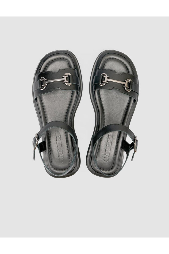 Cabani Shoes %100 Cuir véritable Sandales noires pour femmes - Multicolore