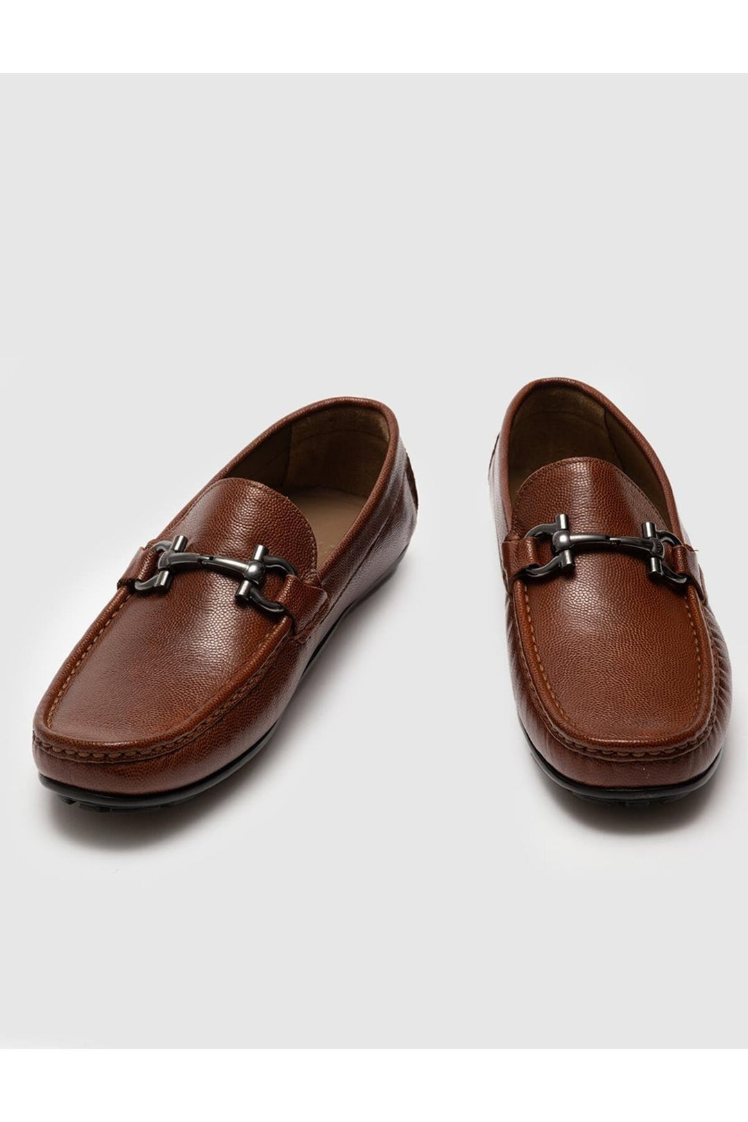 Cabani Shoes Chaussures Loafer pour hommes en cuir véritable marron avec détail de boucle - Tabac