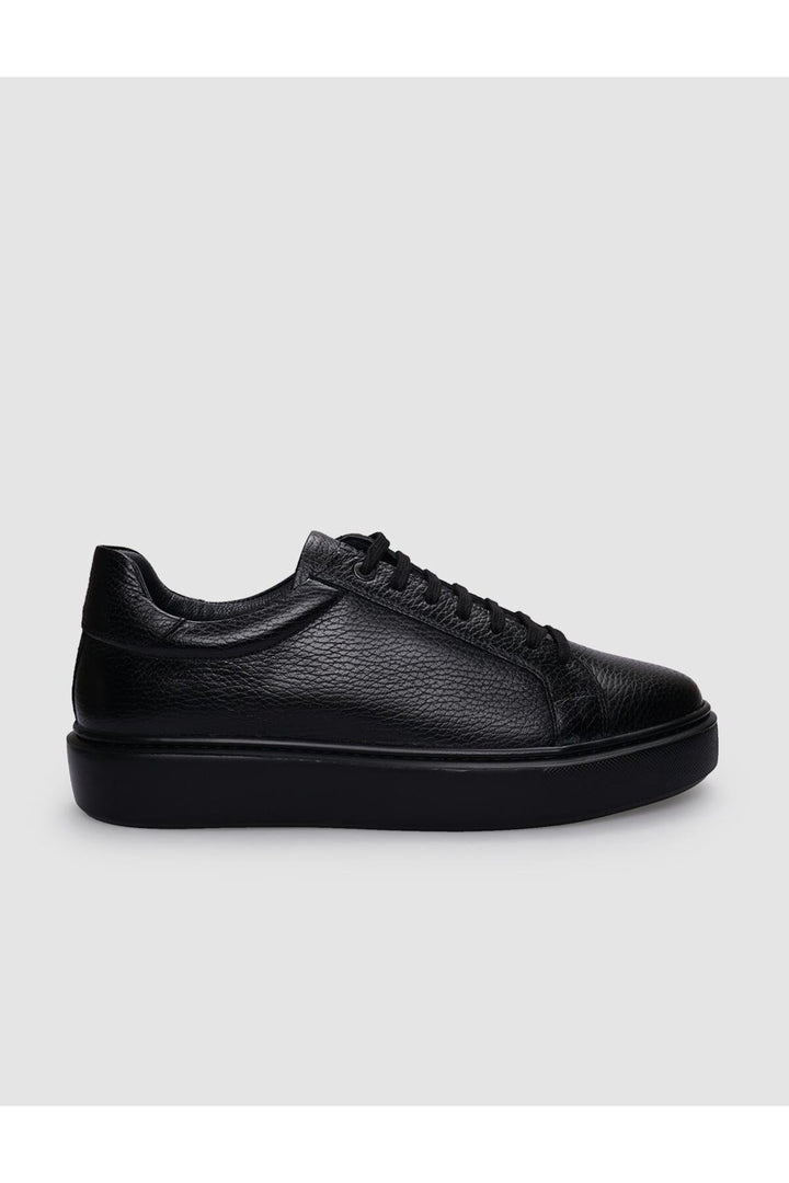 Cabani Shoes Chaussures de sport pour hommes en cuir véritable noir à lacets 100% - Noir