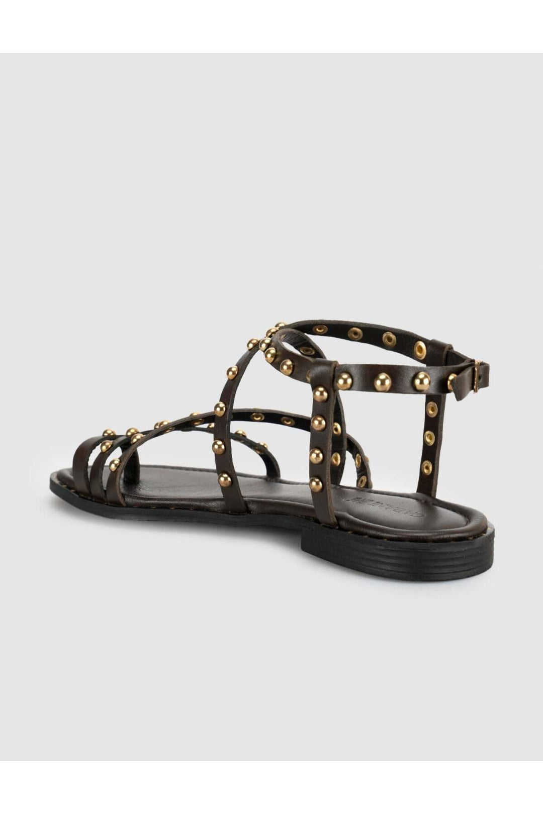 Cabani Shoes Sandales gladiateurs pour femmes en cuir véritable avec détails en pierre café. - Marron