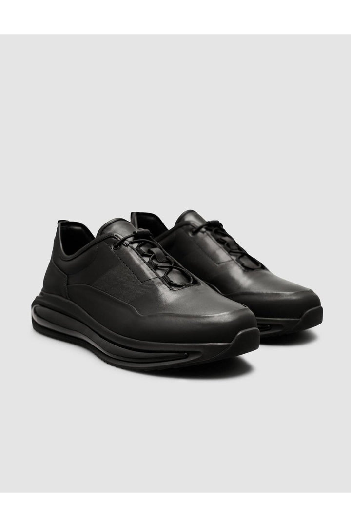 Cabani Shoes %100 Cuir véritable Noir Chaussures de sport pour hommes à lacets - Noir
