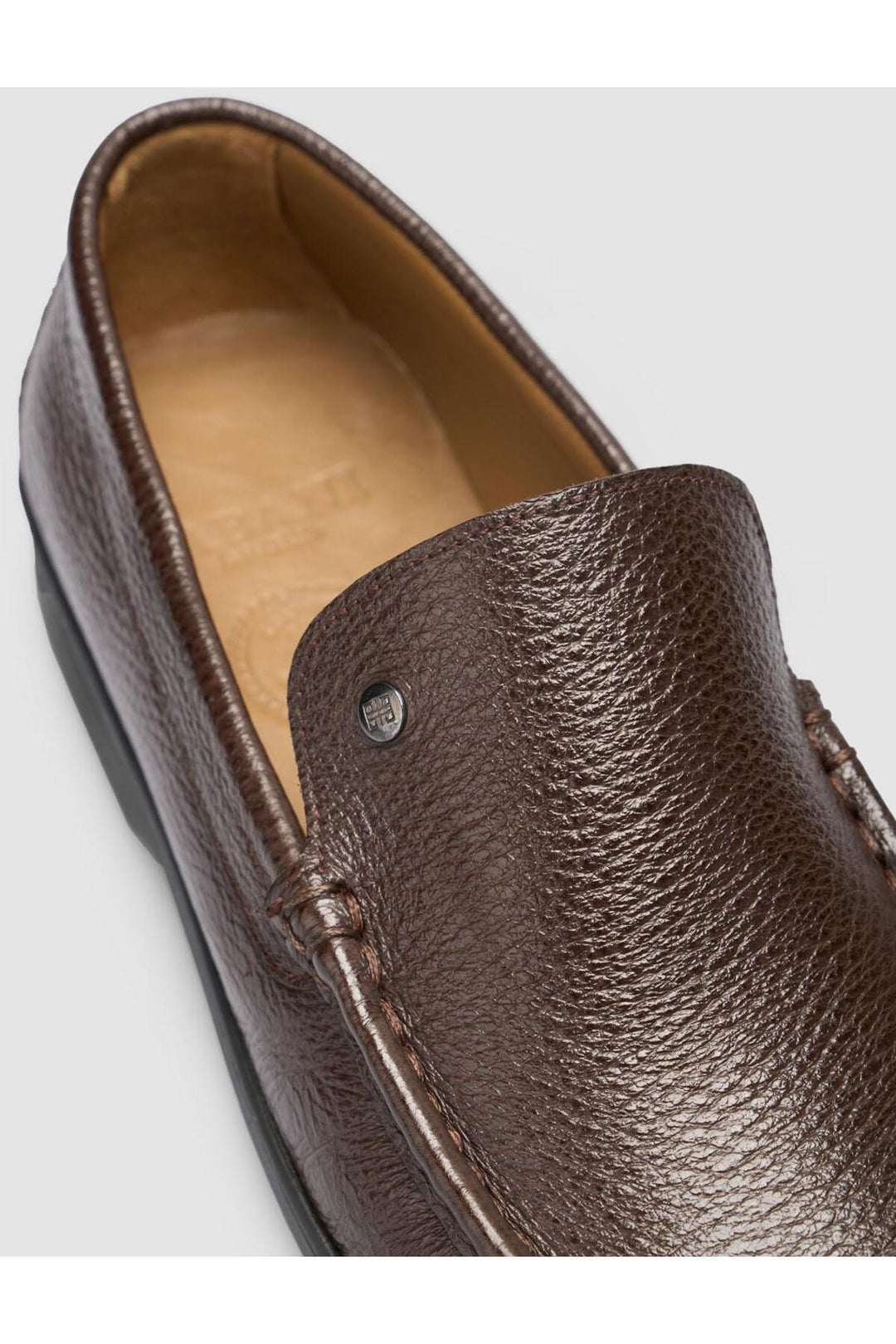 Cabani Shoes Chaussures Loafer en cuir véritable 100% marron foncé avec détails de couture - Marron foncé