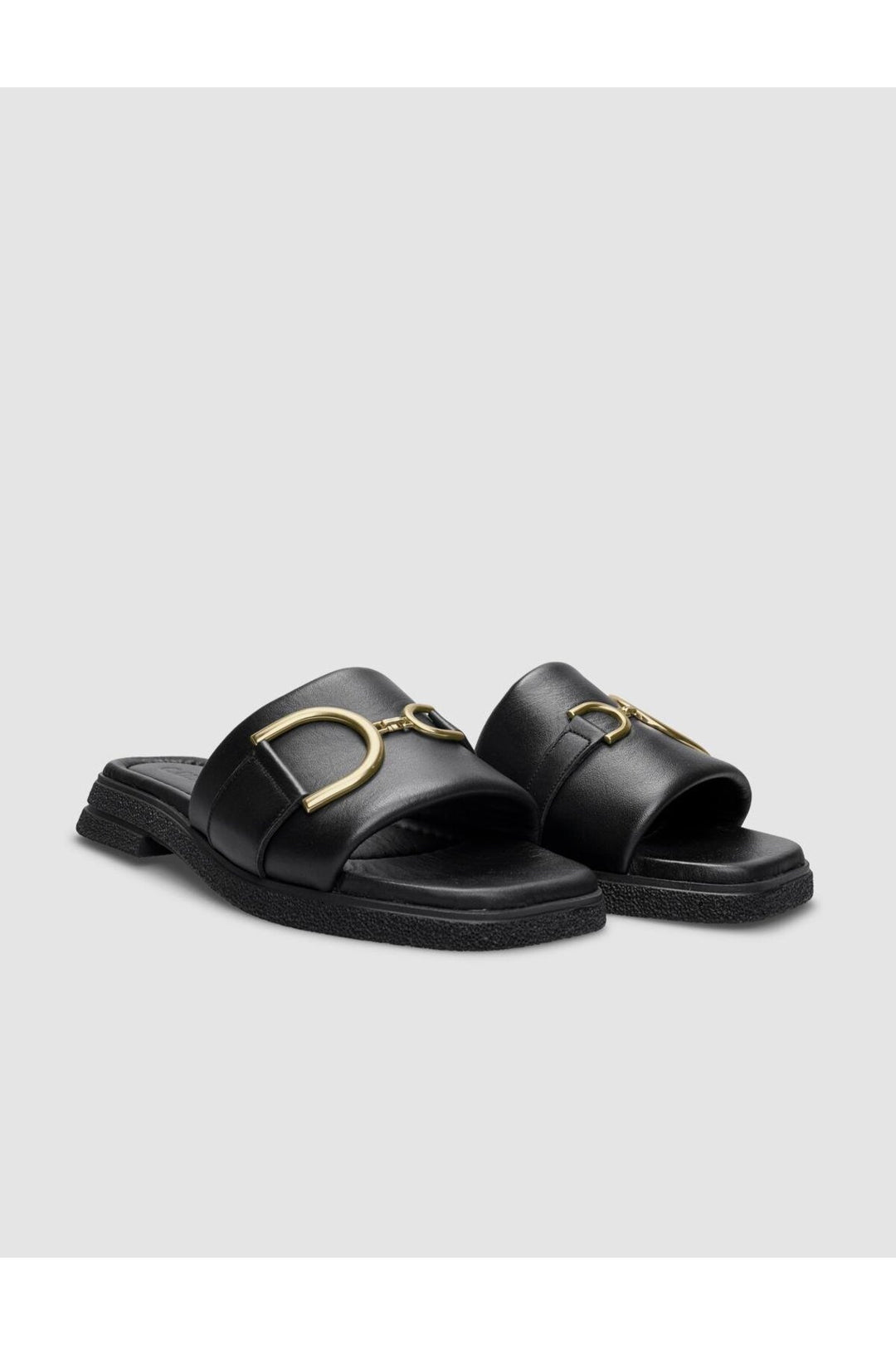 Cabani Shoes Sandales pour femmes en cuir véritable noir avec détail de boucle. - Multicolore